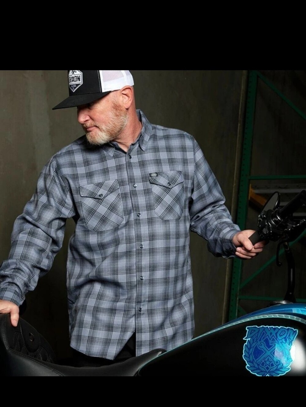 Dixxon Teardrop Button Down Grey And Black Flannel Medium Like New